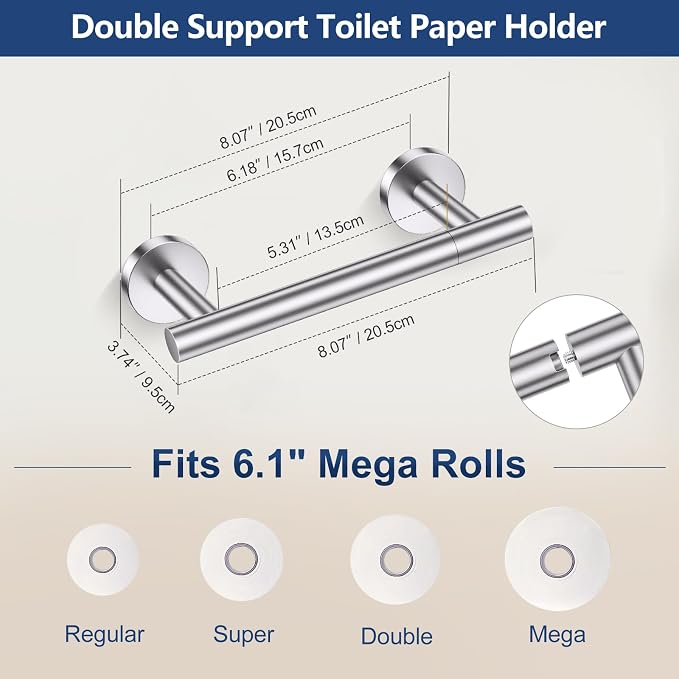 TQKAG Brushed Nickel 5 Piece Bathroom Hardware Accessories Set 23.6" SUS304 - Image 3