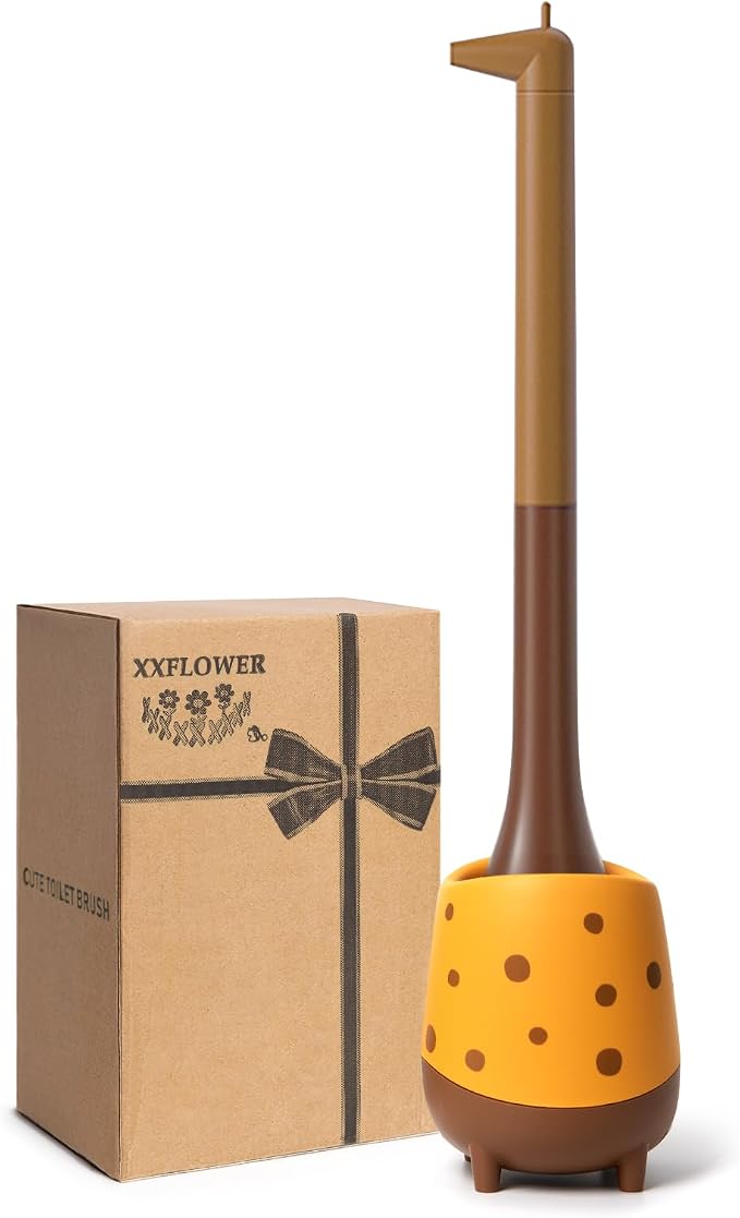 Toilet Brush Giraffe Shape, Cute Shape Look, PP Bristles Round Brush, Compact - Image 8