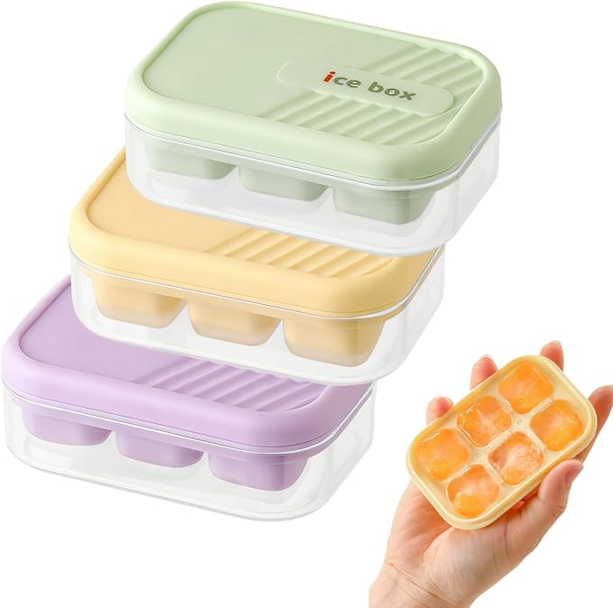 3-pack mini ice cube tray with lid and bin by LCHnine