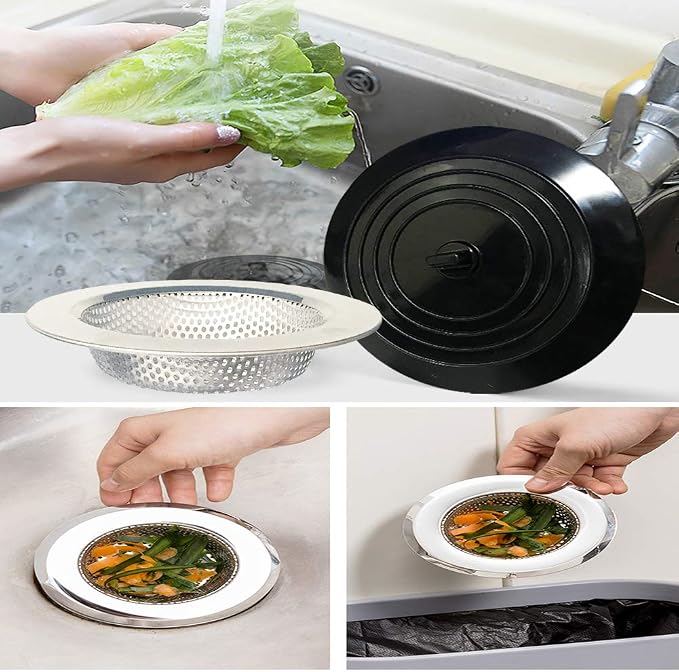 4PCS Kitchen Sink Strainer Stopper Kit, Universal Silicone Sink Drain Plug Cover - Image 5