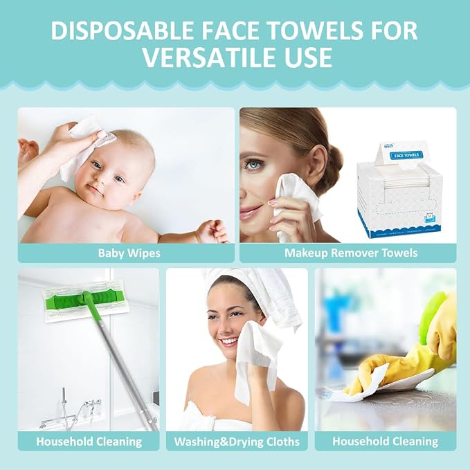HOMEXCEL Face Towels, Disposable Face Towelette, Biodegradable Makeup Remover - Image 7