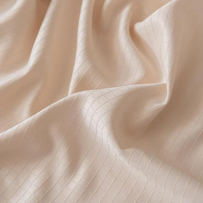 Full Bed Skirt, Grid Plaid Soft Quadruple Pleated Ruffle Bed Skirt, Tailored Dust Ruffle 14 Inch Drop Easy Fit, Machine Washable (Beige)