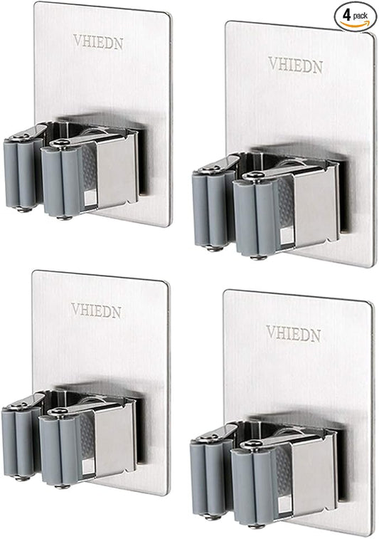 Stainless Steel Self Adhesive Broom Holder Wall Mount by VHIEDN