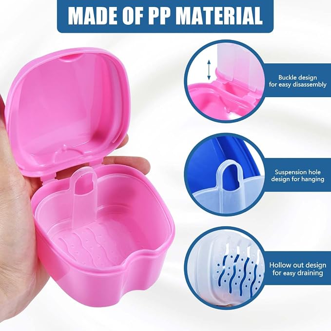2 Pack Denture Bath Case Cup Box Holder Storage Container - Image 3
