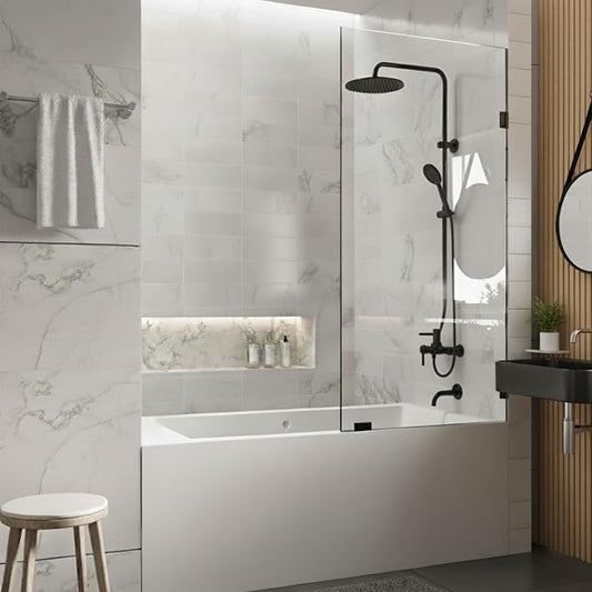 Frameless Shower Door ，1/4" Clear Tempered Glass Shower Screen by Tcwvwc