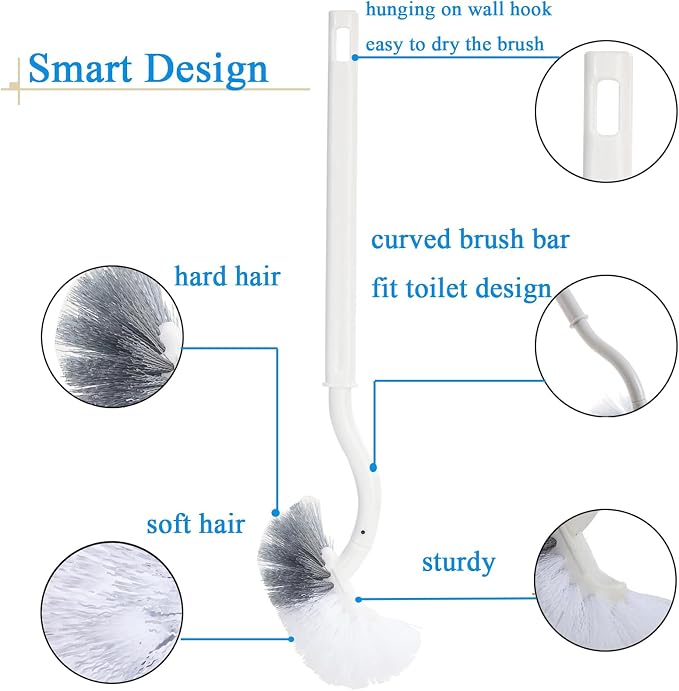 2 Pack Curved Toilet Bowl Brush Without Holder - Image 3