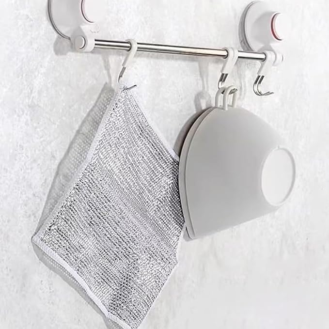 Reusable Non Scratch Wire Dishcloth, Double-Layer Stainless Rag, Kitchen - Image 2