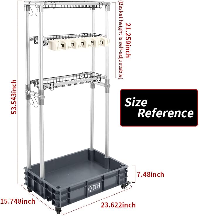 Storage Shelf Broom mop Holder Hold Your Cleaning Supplies Janitorial cart - Image 3