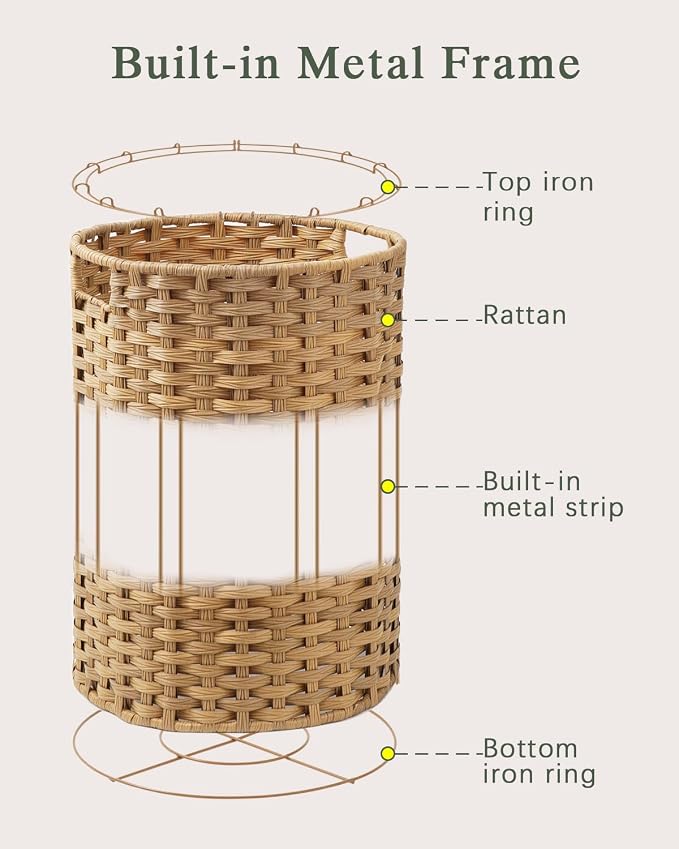 Laundry Basket Round Rattan Laundry Hamper 29.1 Gal Handwoven Large Wicker - Image 9