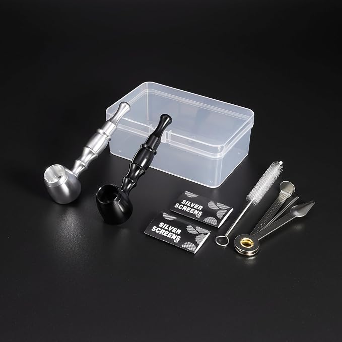 2-Pack Aluminum Alloy Tobacco Pipe Set, 10cm Portable Smoking Pipe - Image 4