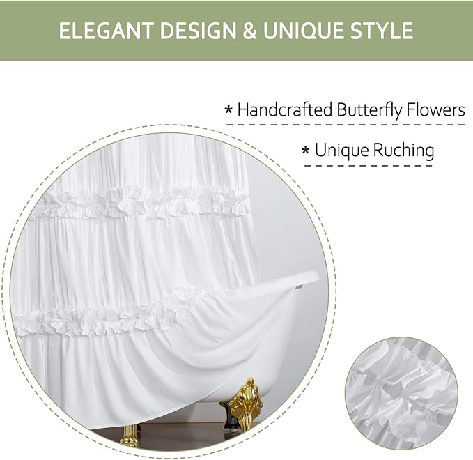 Extra Wide Shower Curtain 108" W x 72" L, Vintage Handcrafted Bow Tie Bath - Image 2