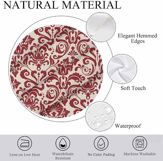 Vintage Damask Rectangular Tablecloth Red Floral 52x70 Table Cloth - Image 5