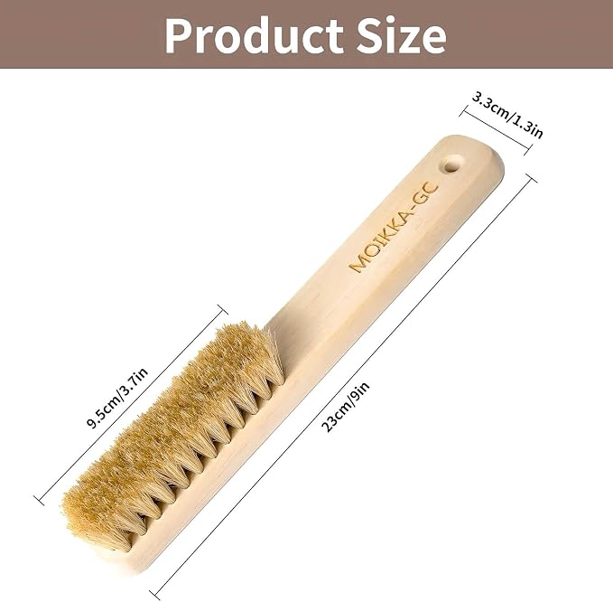Wood Laundry Stain Brush with Boar Bristle, Tough Stain Remover - Image 2