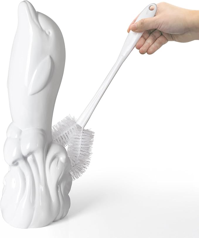 Dolphin Ceramic Toilet Brush Holder by AllureHomeCreation
