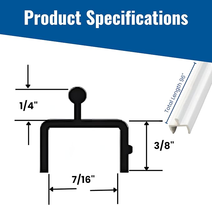 KC Hardware Vinyl Sliding Screen Door Track, 96 Inch, Sliding Door Bottom Track - Image 3