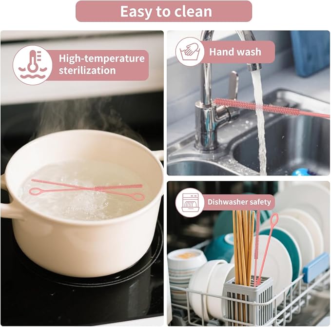 4PCS Silicone Straw Cleaner Brush, Reusable Straw Brush Extra Long - Image 8