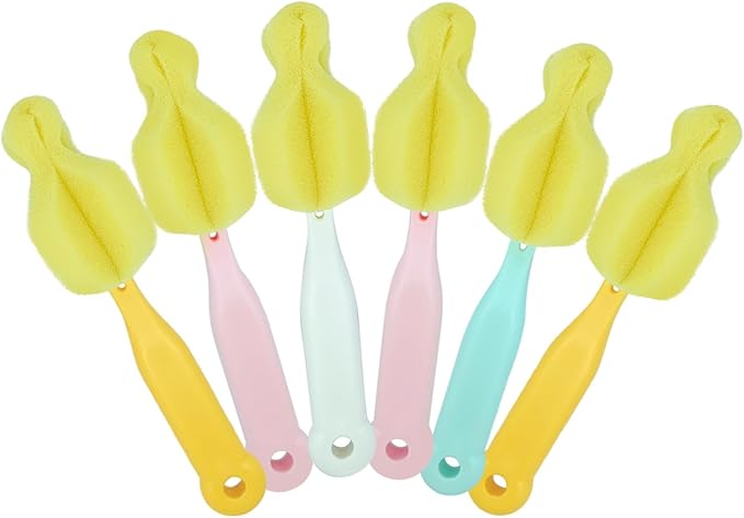 ponge Bottle Brush 6PCS Sponge Nipple Brushes Baby Bottle Nipple Cleaning Brush by INVODA