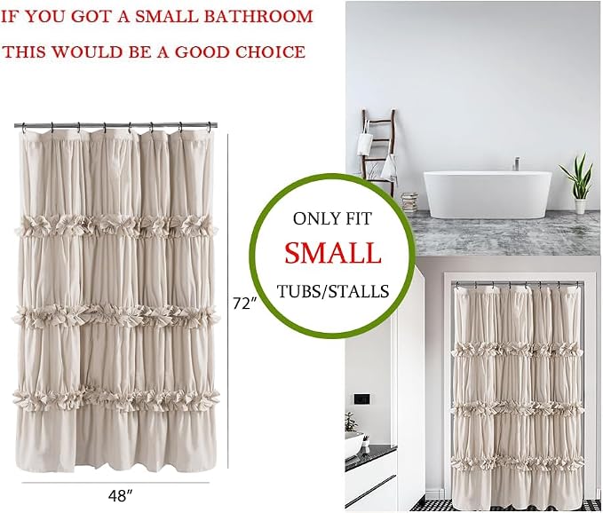 Camel Ruffle Stall Shower Curtain, Vintage Handcrafted Bow Tie Bath Curtain - Image 7