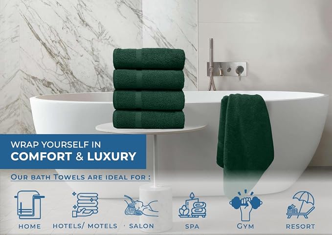 DAN RIVER Bath Towels Set of 4, 27 x 54 Inches, 100% Cotton, Larger & Lighter - Image 5