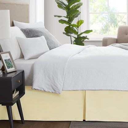 Nestl Vanilla Yellow Full Bed Skirt - Full Size Bed Skirt 14 Inch Drop - Brushed Microfiber Bed Skirts - Hotel Quality Pleated Bed Skirt - Shrinkage & Fade Resistant