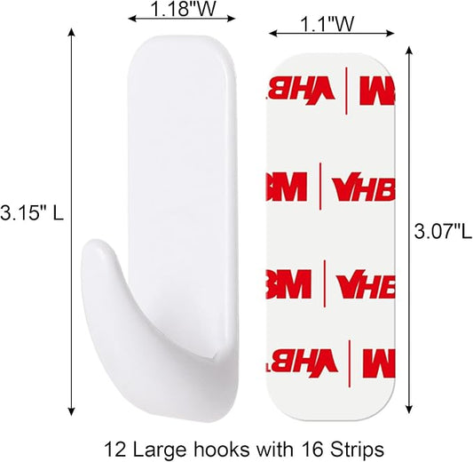 Wall Hooks for Hanging Heavy Duty, Large 12 Self Adhesive Wall - Image 2