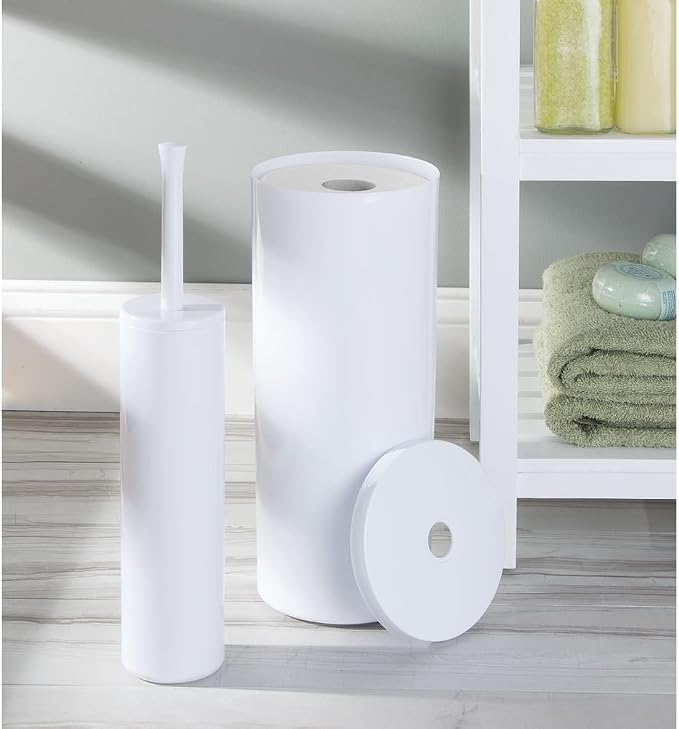 iDesign Una BPA-Free Plastic Toilet Bowl Brush and Holder Set - Image 3