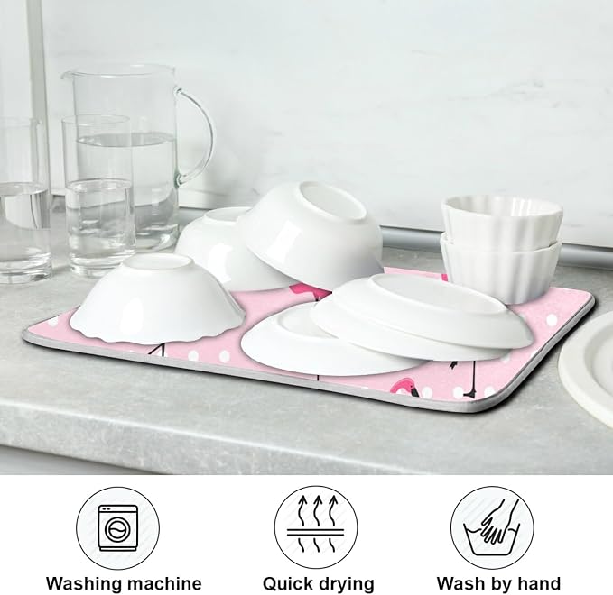 Tarity Cute Pink Flamingo Dish Drying Mat - Image 7