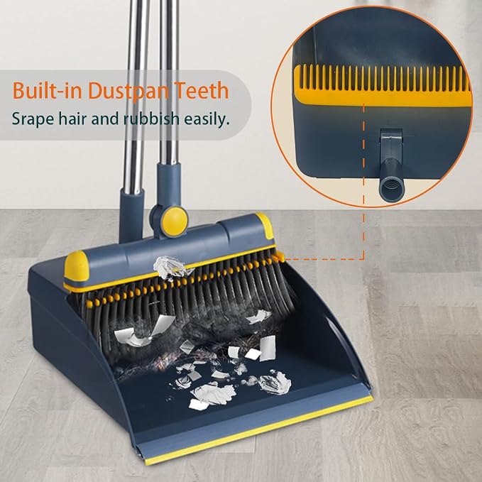 Broom and Dustpan Set for Home, Long Handle Dust Pan and Broom Combo for Indoor - Image 4