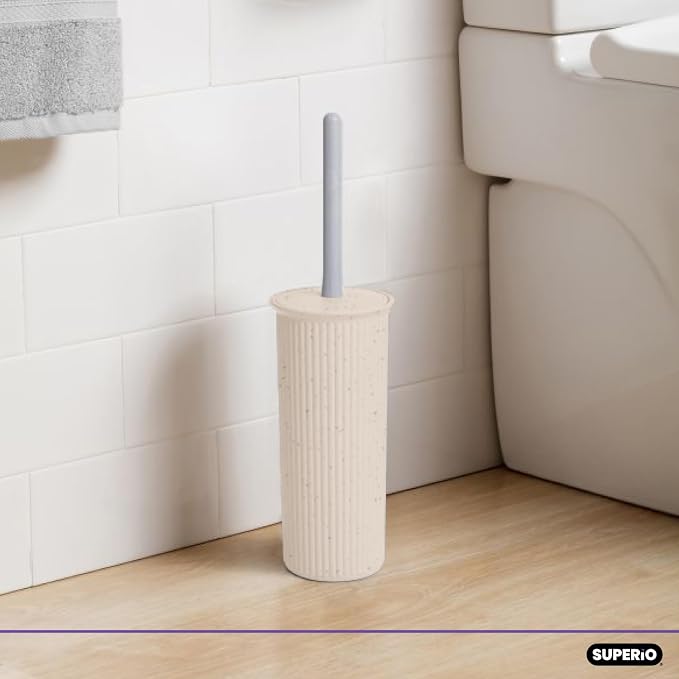 Eco-Friendly Decorative Plastic Toilet Bowl Brush and Holder Set, Cleaner - Image 4