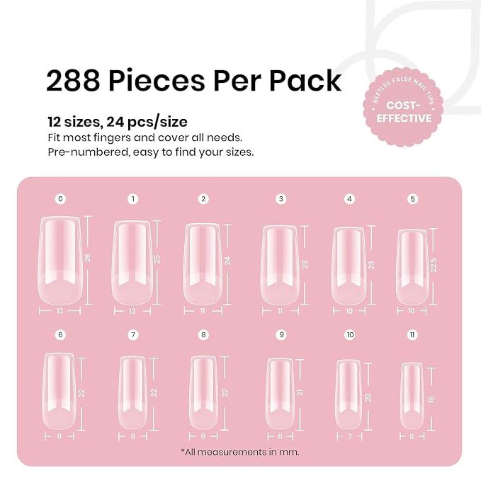 Beetles Gel Nail Tips Etch-X, Square Medium, Pre-Etched Half Matte Soft Acrylic - Image 3