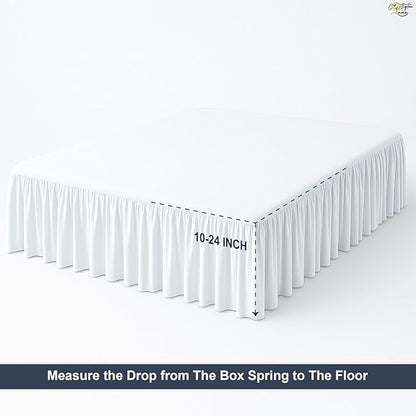 Cottington Lane Ruffled Bed Skirt Twin Size with Split Corner, Brushed Microfiber Hotel Quality White Dust Ruffle, 14 Inch Drop Gathered Bedskirt, Soft and Stylish, Shrinkage and Fade Resistant