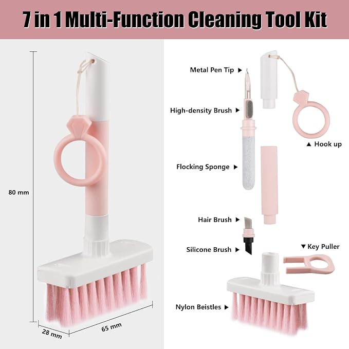 Soft Brush Keyboard Cleaner, Computer Cleaning Tool Kit, 7 in 1 Multipurpose - Image 3