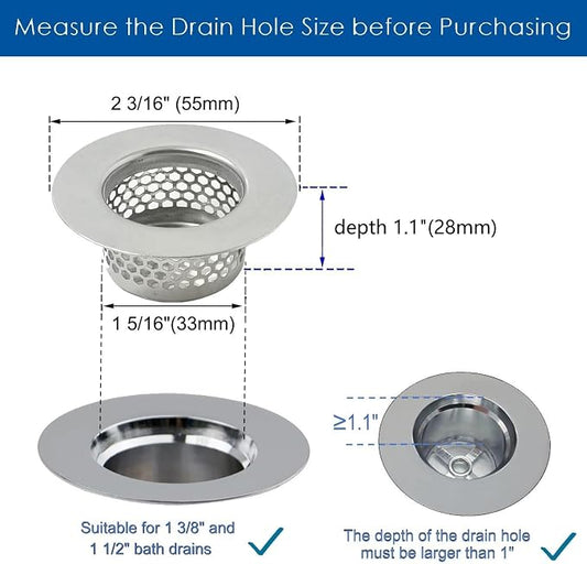 Bathtub Drain Strainer, Bathtub Cover Drain Hair Catcher Fits Standard - Image 2