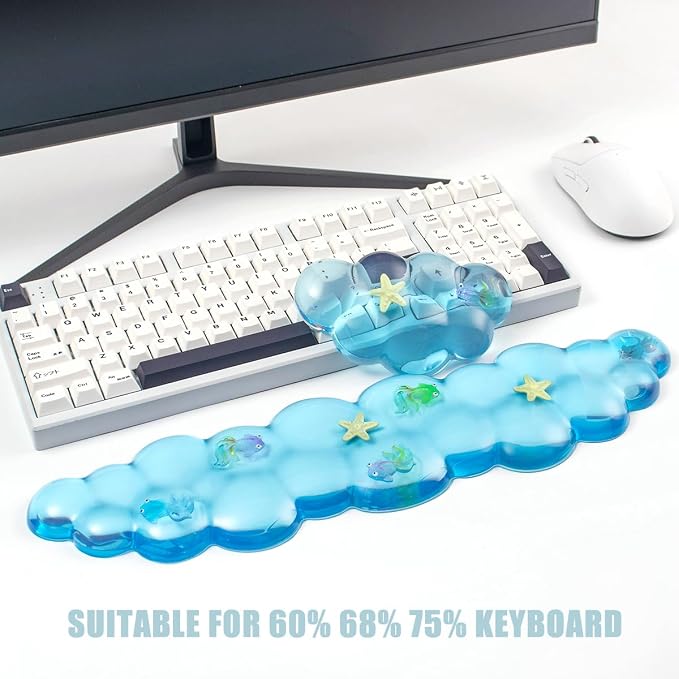 Gel Keyboard and Mouse Wrist Rest Set – Clear Blue Cloud Wrist Rest - Image 4