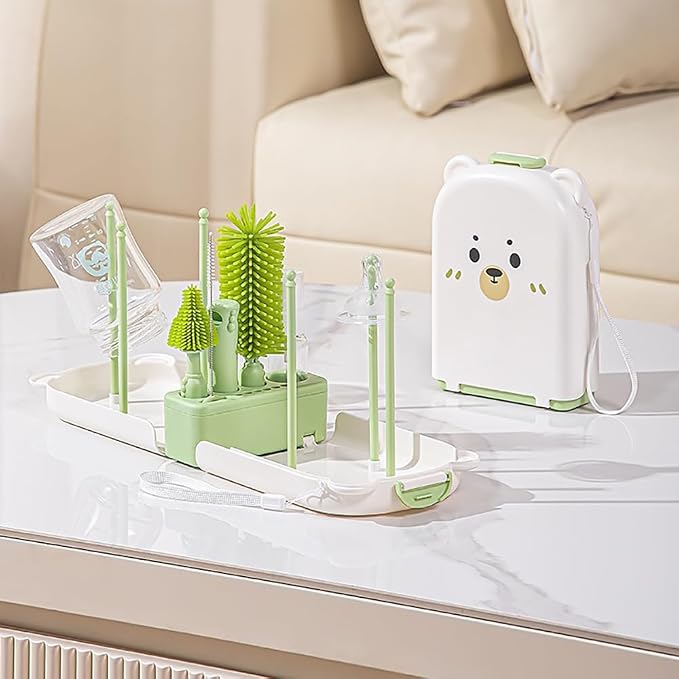 6-in-1 Travel Baby Bottle Brush Set, Silicone Brush Kit by Onluckdeer
