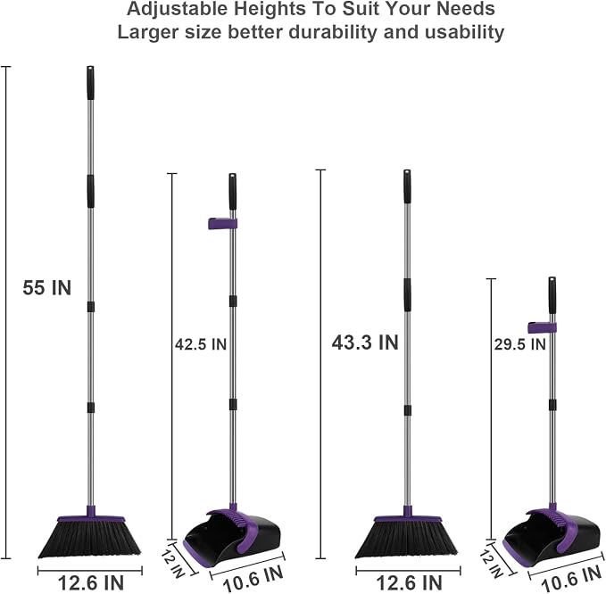 Broom and Dustpan Set, Large Household Dustpans and Broom - Image 2