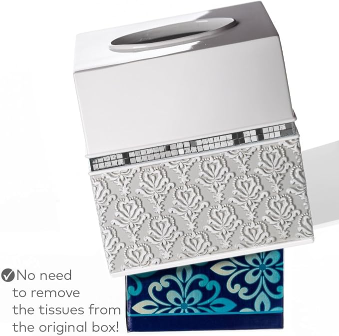 Creative Scents Mirror Damask Square Tissue Box Cover - Image 4
