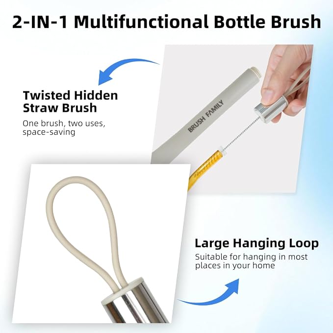2 Pack Kitchen Scrub Brush, 2 in 1 Water Bottle Brush - Image 5