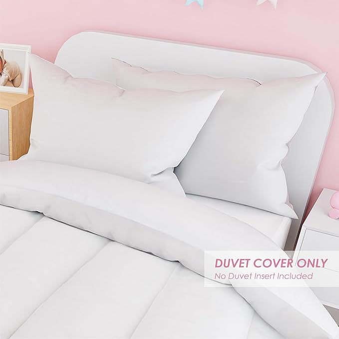 SANDJEST White Duvet Cover Sets Full Size for Kids Boys Girls, Incude 1 Polyester Comforter Cover 80x90 Inches and 2 Pillowcases 20x26 Inches, Comforter Not Included, Gift for Christmas Birthday