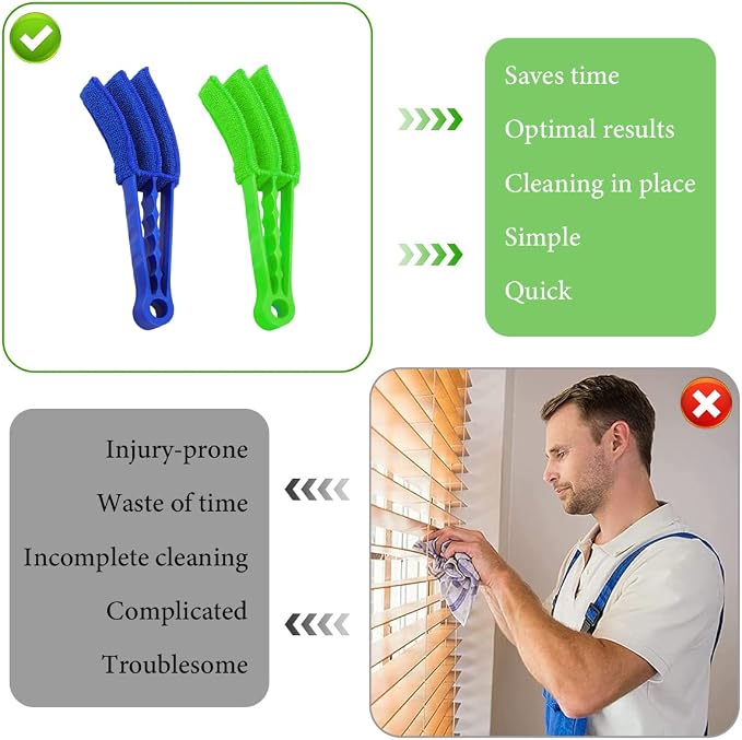 2 PCS Blind Cleaner Duster Tool, Window Venetian Hand-held 3 Arm Dusting - Image 5