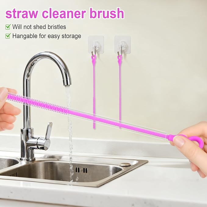 Silicone Straw Cleaner Brush, 4-Piece Reusable Straw Brush Set - Image 2