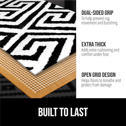 GORILLA GRIP Strong Rug Pad Gripper, 4x5 FT, US Designed, Grips Help Keep Area Rugs Safe and in Place, Slip and Skid Resistant Pads for Hard Floors, Under Carpet Mat Cushion and Hardwood Protection