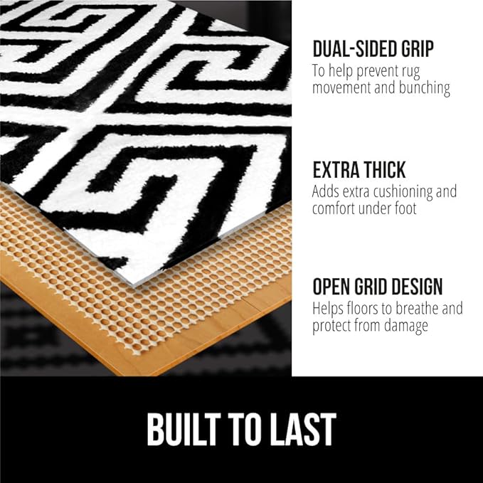 GORILLA GRIP Strong Rug Pad Gripper, 9x12 FT, US Designed, Grips Help Keep Area Rugs Safe and in Place, Slip and Skid Resistant Pads for Hard Floors, Under Carpet Mat Cushion and Hardwood Protection