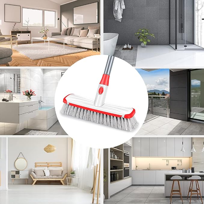 Floor Scrubber with Long Handle, 2 in 1 Scrubbing Brush Stiff Bristle Shower - Image 7