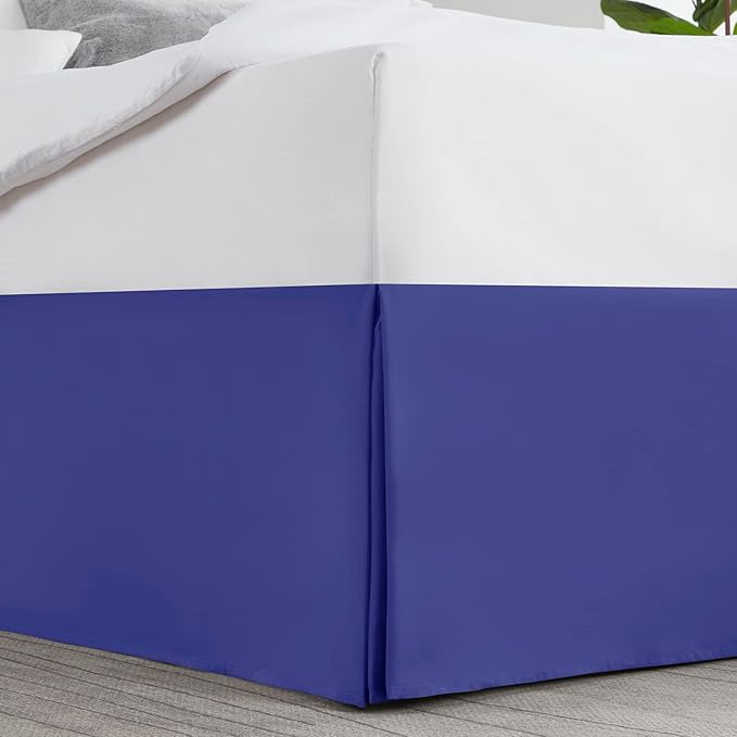 Nestl Royal Blue Twin Bed Skirt - Twin Size Bed Skirt 14 Inch Drop - Brushed Microfiber Bed Skirts - Hotel Quality Pleated Bed Skirt - Shrinkage & Fade Resistant