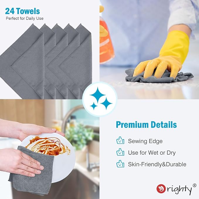 Orighty Grey Microfiber Cleaning Cloth, Microfiber Towels - Image 5