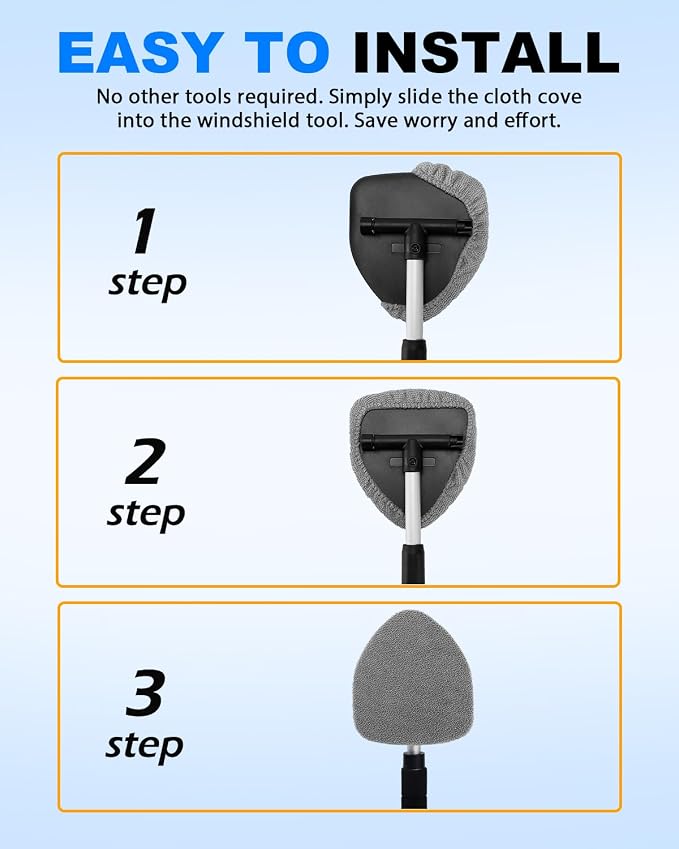 5 Pack Microfiber Windshield Cleaning Pads, Replacement Heads Cover - Image 5