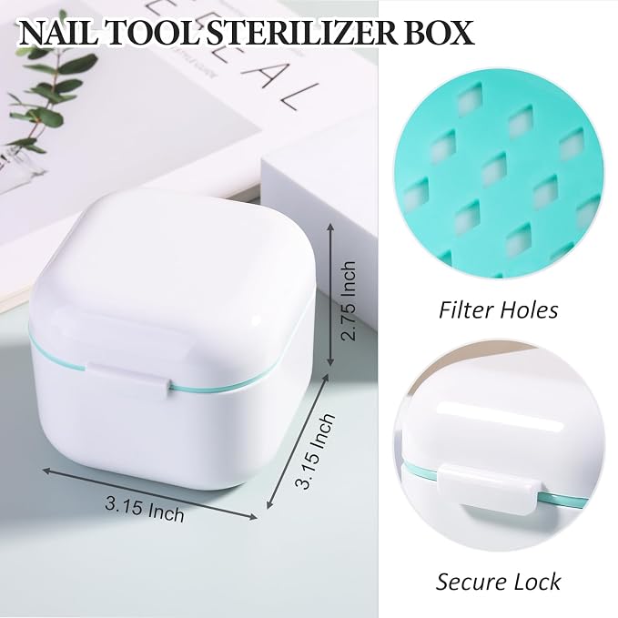 1Pc Plastic Nail Tool Sterilizer Box Nail Drill Bits Cleaning Box Polishing - Image 2
