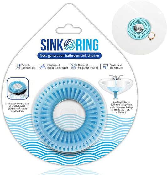 Bathroom Sink Hair Catcher for Pop-Up Drain – SinkRing 1.57" Precision Strainer by SINK+RING