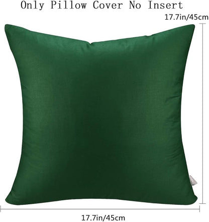 Thmyo 4-Pack 100% Cotton Comfortable Solid Decorative Throw Pillow Case Square Cushion Cover Pillowcases St Patricks Day DIY Throw Pillow Covers for Sofa(18x18 inch/ 45x45cm,Christmas Green)